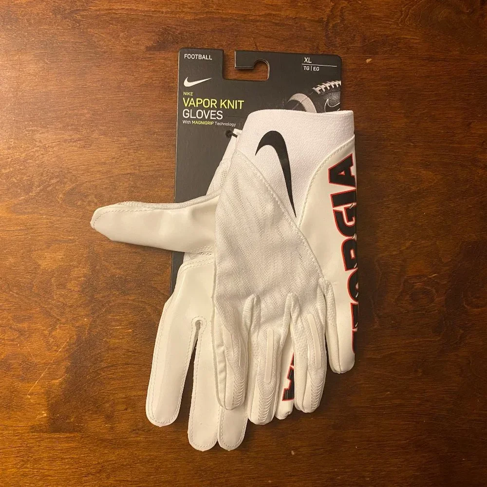 Nike Vapor Knit NCAA Georgia Bulldogs Receiver Football Gloves DX4928-102 Sz XL